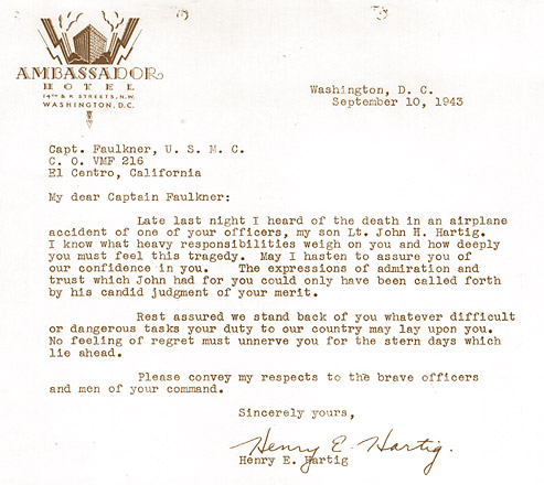 Henry Hartig Letter